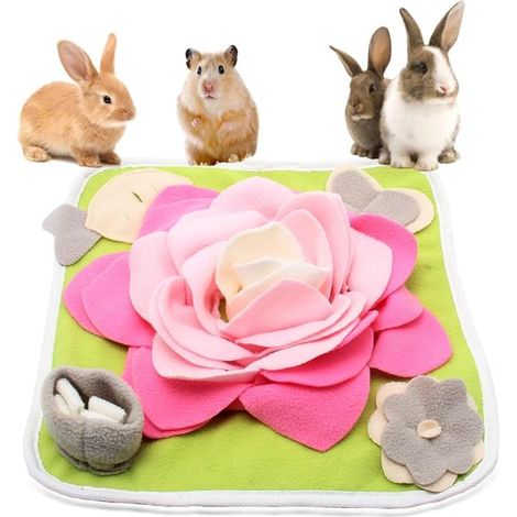 Alfombra olfativa para conejos - Rosa - Juguete interactivo tipo puzle - Alfombra de alimentación - Apta para mascotas pequeñas (1/5)