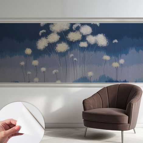 Papier peint autocollant adhésif décoratif avec motifs pour salon et chambre a motif Pissenlits blancs 250x104 cm (1/5)