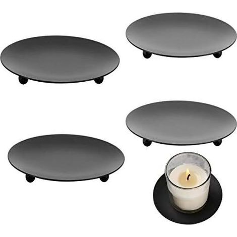 4 Pcs 6.8cm Chandelier Noir Bougeoir Plaque en Métal Candélabre Pilier Chandelier pour Décoration de Mariage Maison Noël Cadeau d (1/4)