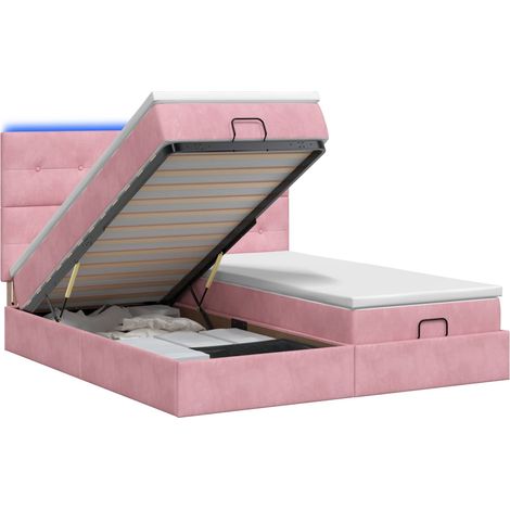Maison Exclusive - Lit coffre avec matelas et LED Rose 180 x 200 cm Velours (1/5)