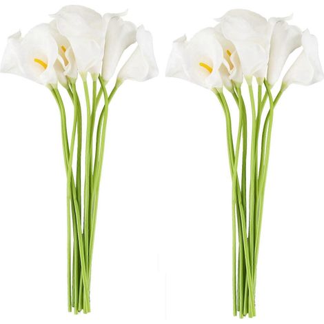 Brautstrauß aus Calla-Lilien, 20 Köpfe, realistisch wirkender Latex, weiß (KC55). (1/5)
