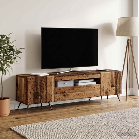 vidaXL Meuble TV LED Bois ancien Bois d'ingénierie (1/5)