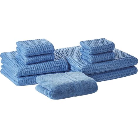 Set di 9 Asciugamani da Bagno in Morbido Cotone Zero Twist Blu Areora (1/5)
