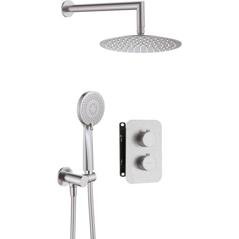 Deante Kit de ducha moderno acero cepillado 250 mm (1/2)