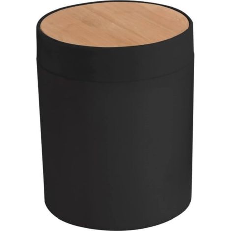 Papelera basculante de baño de bambú 2,5 LALAIS negro Spirella