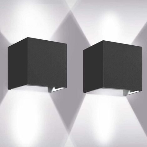 Applique murale LED Appliques Murales 12W, 2pcs 6000K LED Applique Murale Exterieur/Interieur, Réglable Applique Mural Exterieur, Anti-Eau IP65 Lampe Murale Interieur pour Chambre Maison Couloir Salon (1/5)