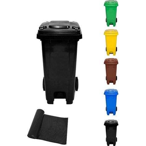 Cubo de Basura 120 Litros con Pedal y Ruedas Contenedor de Basura Robusto con PEDAL