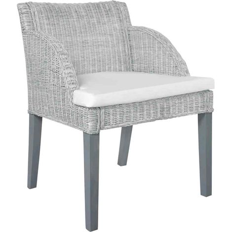 Maison Exclusive - Esszimmerstühle mit Kissen 2 Stk. Grau Natur R