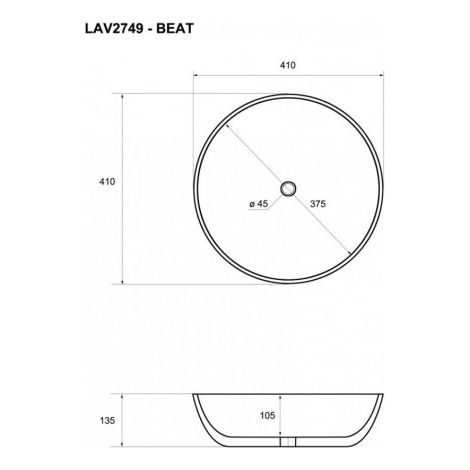 Lavabo appoggio tondo 41x13,5 cm ceramica bianco Mues Tebe