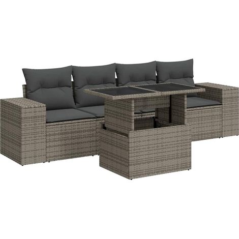 Maison Exclusive - 5-tlg. Garten-Sofagarnitur mit Kissen Grau Pol