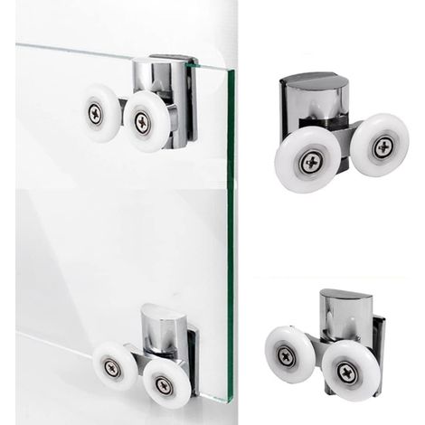 Lot de 4 Roulettes de Porte de Douche Ø23MM Roues porte Coulissante Douche (2 en haut + 2 en bas) (1/4)