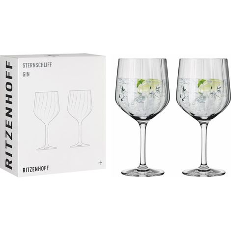 Verre à gin 700 ml - Série étoilée n°2 - Lot de 2 avec ligne en relief,Transparent- Fabriqué en Allemagne (1/5)