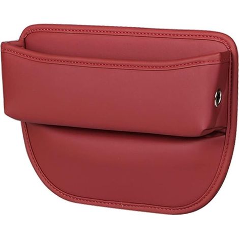 Car Organizer, Car Seat Storage Box, PU Leather Front Seat Console Pocket for Cell Phones, Keys, Cards, Glasses, Wallet (Red) (1/5)