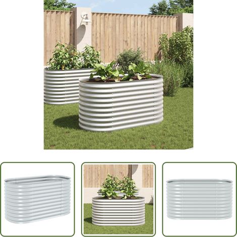 Pot de plantes - Lit surélevé de jardin 160x80x81 cm Acier galvanisé Argenté (1/5)
