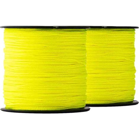 Corde en nylon tressé – 2 mm x 100 m, jaune fluorescent, résistante aux intempéries, pour maçon – 2 pièces (1/5)