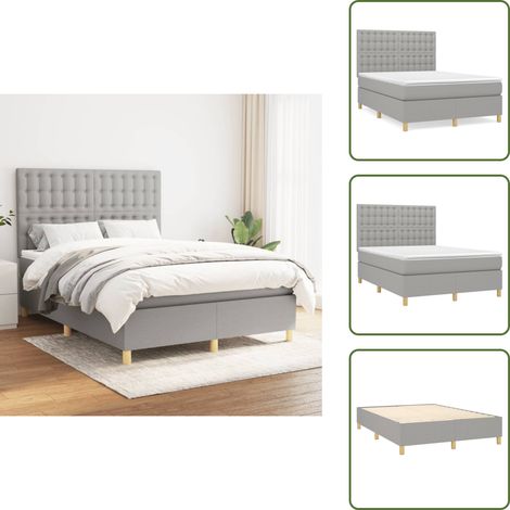 Boxspringbett mit Matratze Hellgrau 140x200 cm Stoff - Boxspringbett - Doppelbett - Bettenrahmen - Schlafsystem - Hellgraues Bett