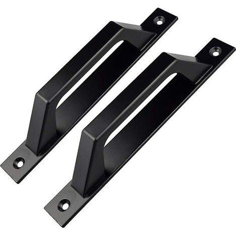 Porte de jardin noire poignée de porte en forme de D 200mm 2pcs (1/2)