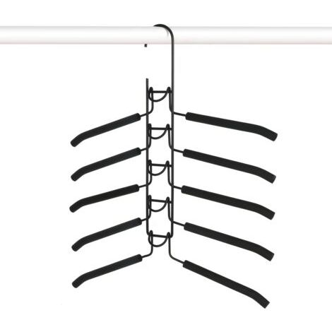 QORVA-Cintres peu encombrants, lot de 2, cintres métalliques multifonctions 5 en 1, cintres antidérapants avec éponge EVA multicouche, cintres multi-usages pour jeans, jupes, t-shirts et pantalons. (1/5)