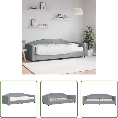 vidaXL Sofa mit Matratze - Tagesbett mit Matratze Hellgrau 90x200 cm Stoff (1/5)