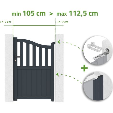 Portillon ajustable en largeur 1m MEIJE H.160cm aluminium gris