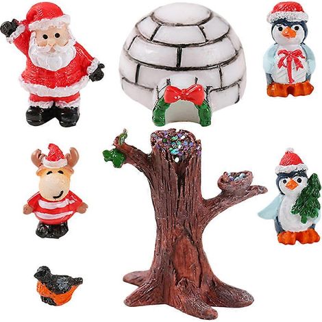 Miniature Christmas Decorations Resin Santa Claus Figurines for Decoration 2Sets (1/4)