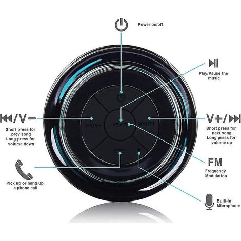 Tragbarer, wasserdichter und kabelloser Bluetooth-Lautsprecher/Duschradio mit UKW-Radio, Bluetooth 5.0, Schutzart IPX7 (wasserdicht), Paar (1/2)