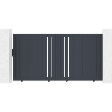 Casanoov – Portail aluminium coulissant 3m – Largeur 300cm – Hauteur 160cm – Gris anthracite RAL 7016 – Conception pleine pour intimité (1/5)