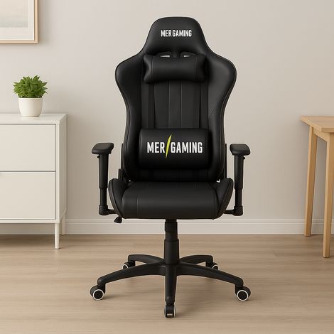 Sedia Gaming Ergonomica per Scrivania - 4 Colori, Comfort e Design Minimal Black