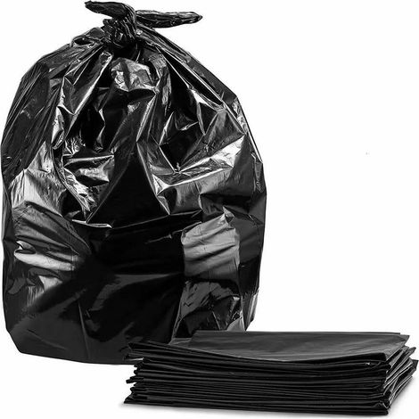 Paquete de 100 bolsas de basura, 208 litros, negras, resistentes, para jardín y construcción. (1/5)