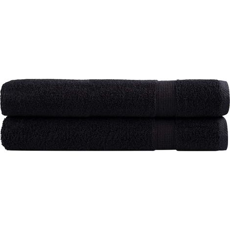 Premium-Handtücher SOLUND 2 Stk. Schwarz 100x200 cm 600 g/m² (1/5)