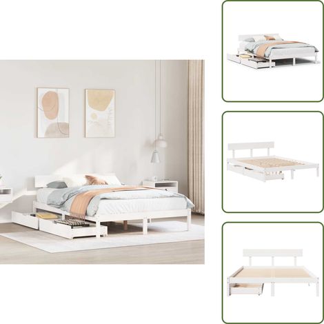 Letto con ruote - vidaXL Letto senza Materasso Bianco 120x200 cm Legno Massello di Pino - Letto in legno
