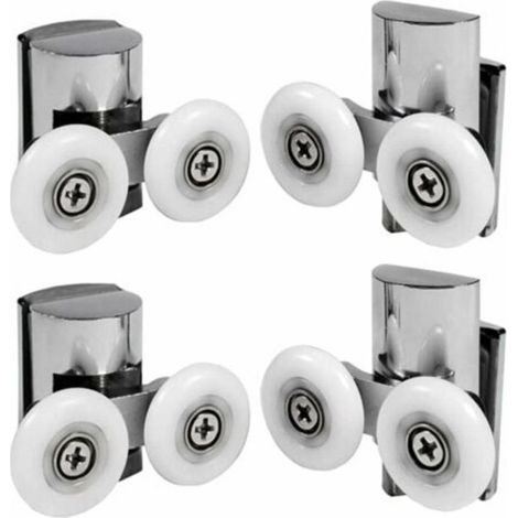 ALLIANDISLot de 4 Roulette Porte Douche Double 23mm Rouleau pour Coulissante Porte Douche (1/4)