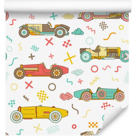 Papier peint voitures de course vintage pour salon et chambre 50x1000 cm (1/5)