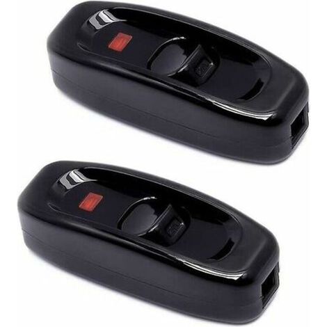 Interrupteur pour lampe，2 Pcs Noir Interrupteur Lampe Inline Switch 250V 10A Interrupteur Intermédiaire avec Voyant Led Interrupteur à Cordon en Ligne pour Lampe de Chevet Lampe Table Câble