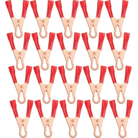 Lot de 20 pinces de test électroniques, courant nominal 50A, ouverture de 22 mm, adaptées aux équipements électroniques et aux machines à souder (rouges). (1/5)
