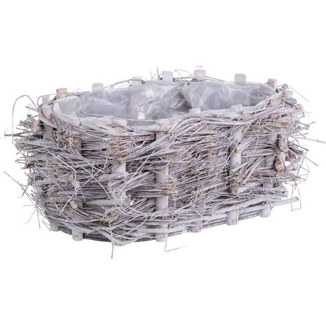 Cesto de mimbre ovalado gris 33x21x14h cm (1/5)