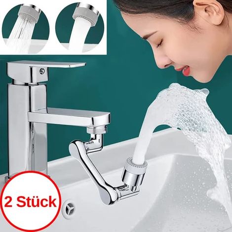Robinet pivotant à 1080° avec filtre de pulvérisation, aérateur de robinet, robinet à filtre de pulvérisation universel, robinet de salle de bain à double fonction, assemblé, lot de 2 (1/5)