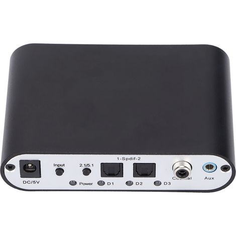 51R 5.1-Kanal Digital-Audio-Decoder zu Stereo AUX 3,5 mm auf 6 RCA, Digital-Analog-Wandler (DAC), 100-240 V Netzanschlussdose. (1/5)