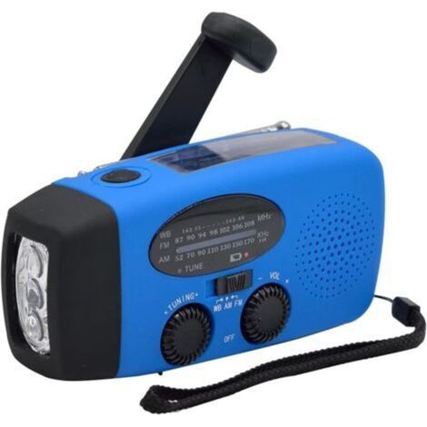Portable Solar Radio, Hand Crank Self-Powered AM/FM/NOAA Weather Radio, Emergency Device with 3-LED Flashlight and Phone Charger for Hiking Camping (1/5)