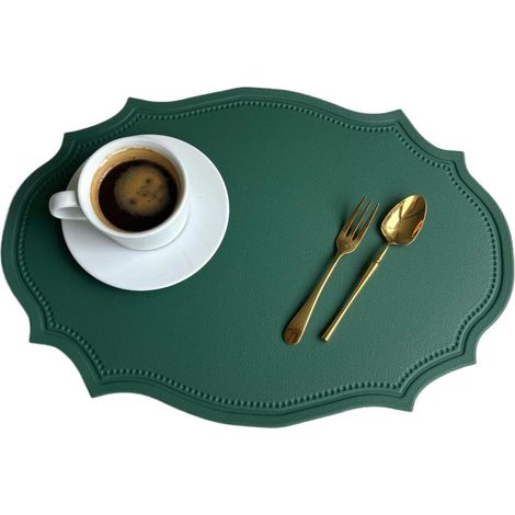 Sets de table — Lots de 1, 4 ou 10 pièces — Sets de table et sous-verres ovales verts — Décoration de salle à manger (Vert, 30 x 43 cm, Lot de 4) (1/5)