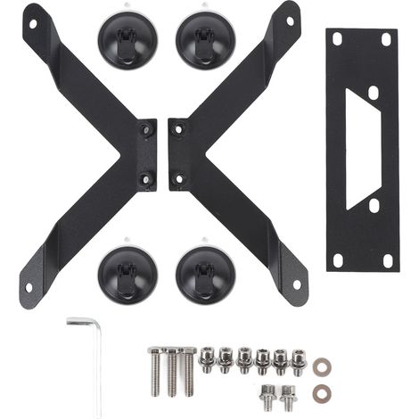 Kit Support Antenne Satellite Rectangulaire + Sans Marque + LKit + Support pour véhicule RV Van Boat + Base plate fixe matériau aluminium 2 ventouses adsorption forte surface universelle (1/5)