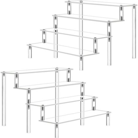 Présentoir à 4 niveaux 30x8 cm en plastique, empilable et amovible, pour vernis à ongles, cosmétiques, herbes, bijoux, cupcakes - lot de 2 pièces (1/5)