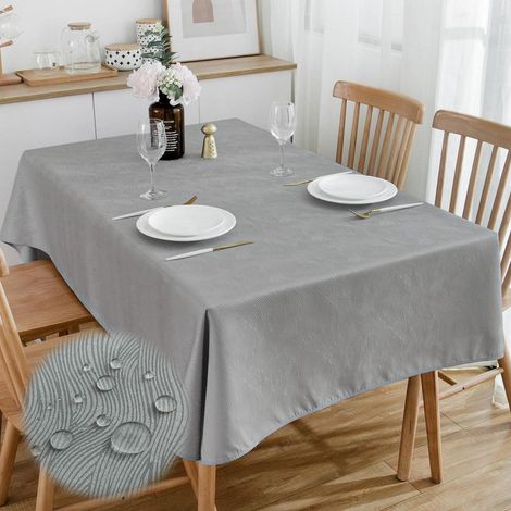 Nappe rectangulaire en jacquard 300x150 cm, hydrofuge, gris moyen