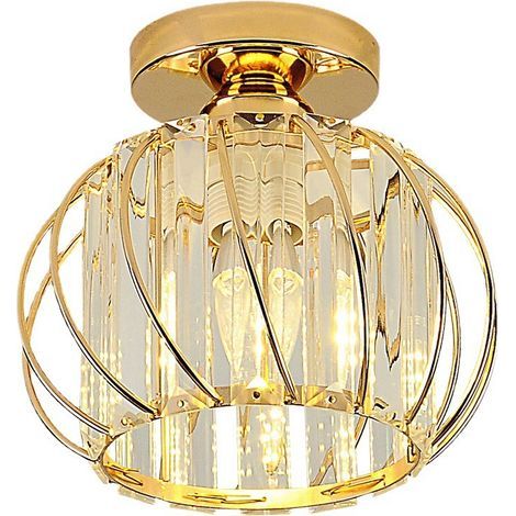 Modern LED crystal ceiling light, mini semi-recessed ceiling light, suitable for living rooms, bedrooms, entrances and hallways (gold). (1/5)