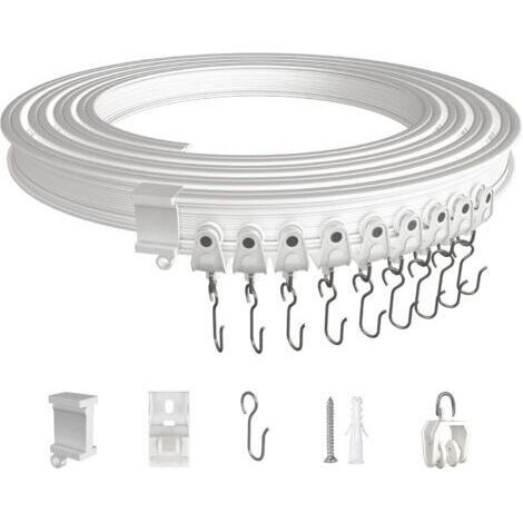 5 Mètres Rail de Rideau Plafond, Kit de Rail Rideau Flexible Pliable en ABS avec Poulies Silencieuses pour Separation de Piece, Rideaux, chambre, Balcon, Bureau, Hôtel, Blancdengyank (1/5)
