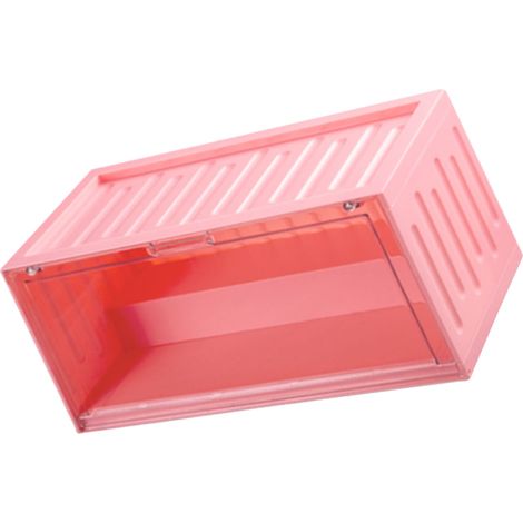 Boîte de rangement pour figurines, anti-poussière, vitrine pour figurines miniatures, transparente, rose (1/5)