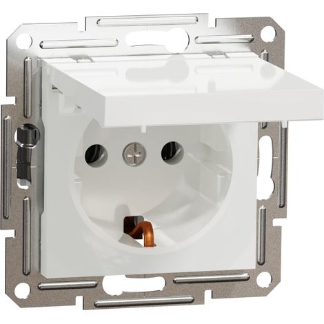 Schneider Electric Asfora EPH3170121D - Presa Schuko 16A, con coperchio pieghevole, presa di sicurezza, presa a incasso, morsetti a incastro, colore: Bianco (1/4)