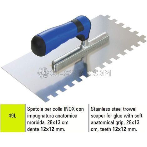ESPŽüTULA INOX DENTADA PARA ADHESIVO SIGMA 49L 28x13 cm DIENTE 12X12 mm (1/2)