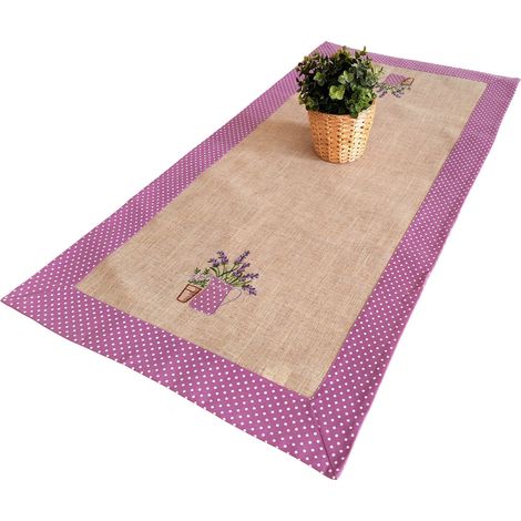 Chemin de table lavande à rayures violettes 60/120