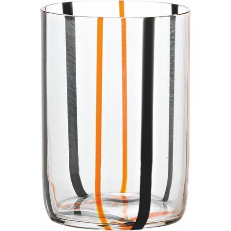 Bicchiere Tirache Zafferano in vetro borosilicato bicolore Nero-arancio box 6 pezzi